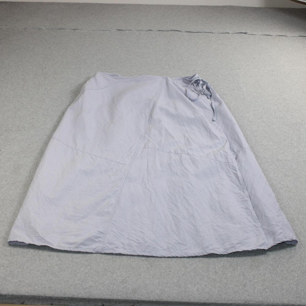 Sundance Skirt Womens 12 Blue Silk Linen Wrap Long A-Line Casual Lagenlook Boho